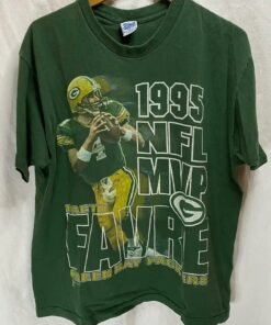 1995 Brett Favre Green Bay Packers T-Shirt Sweatshirt Pullover Hoodie Reprinted Full Color Full Size Gift for NFL Fans