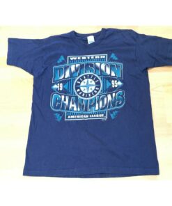 1995 Rare Vtg Seattle Mariners American League Western Division Champions T Shirt Hoodie Sweatshirt Full Size Full Color