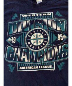 1995 Rare Vtg Seattle Mariners American League Western Division Champions T Shirt Hoodie Sweatshirt Full Size Full Color