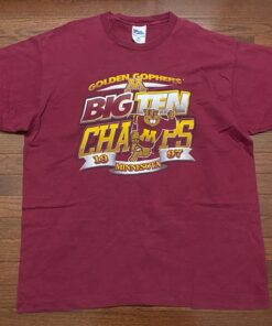 1997 University Of Minnesota Golden Gophers Men's T Shirt Big Ten Champs Basketball 90's Pro Player Gold Vintage 1990's