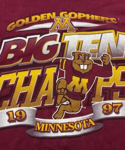 1997 University Of Minnesota Golden Gophers Men's T Shirt Big Ten Champs Basketball 90's Pro Player Gold Vintage 1990's