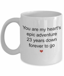 23Rd Anniversary Mug For Him Or Her - You Are My Heart's Epic Adventure, Wedding Anniversary Coffee Cup Ideas For Husband Wife, 11 Oz