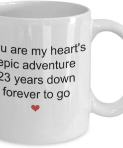 23Rd Anniversary Mug For Him Or Her - You Are My Heart's Epic Adventure, Wedding Anniversary Coffee Cup Ideas For Husband Wife, 11 Oz