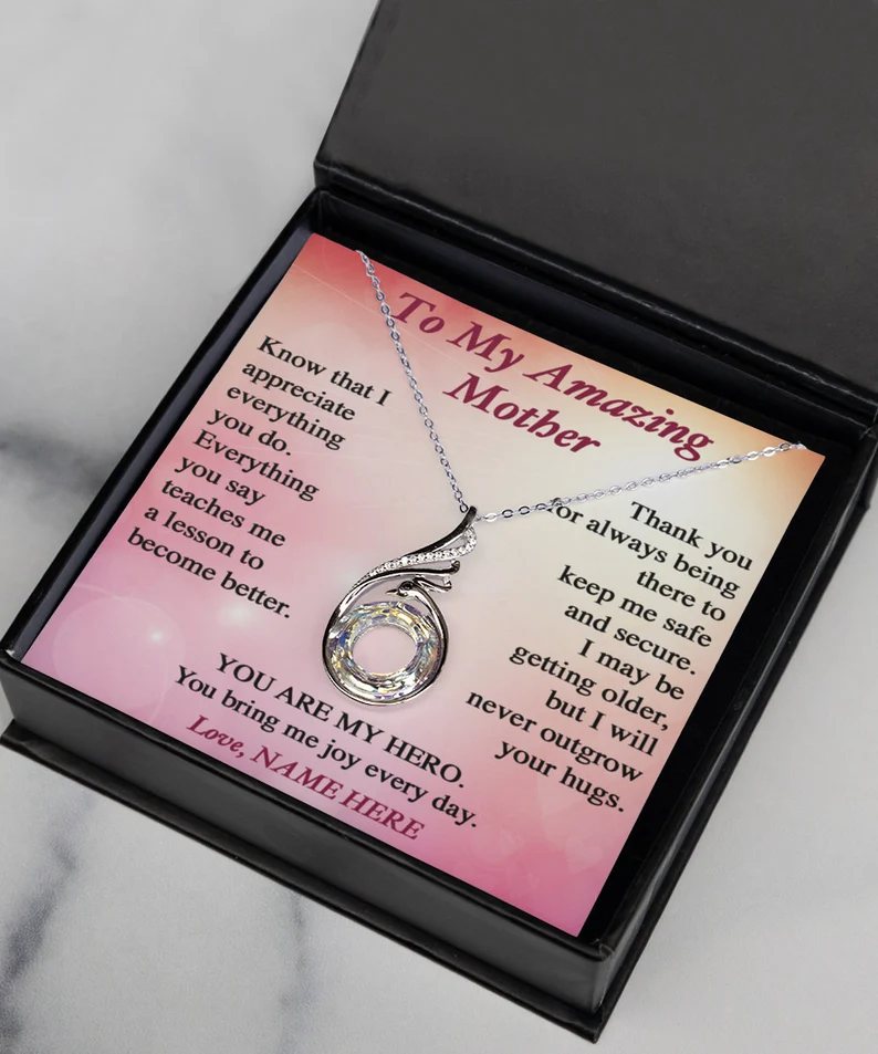 Rising Phoenix Necklace To My Mother, Personalized Mother's Day Message Card from daughter or son, Sterling Silver Phoenix Pendant Necklace - Image 3