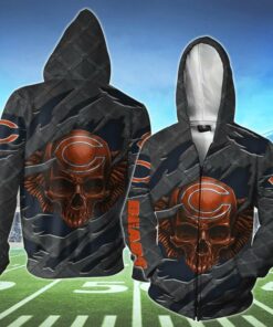 3D Skull Chicago Bears Hoodies Cheap Gifts for Fans