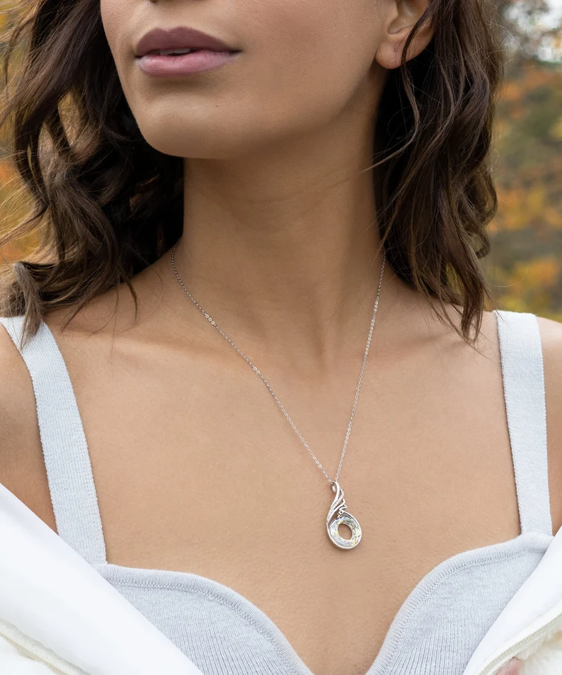 Rising Phoenix Necklace To My Mother, Personalized Mother's Day Message Card from daughter or son, Sterling Silver Phoenix Pendant Necklace - Image 4
