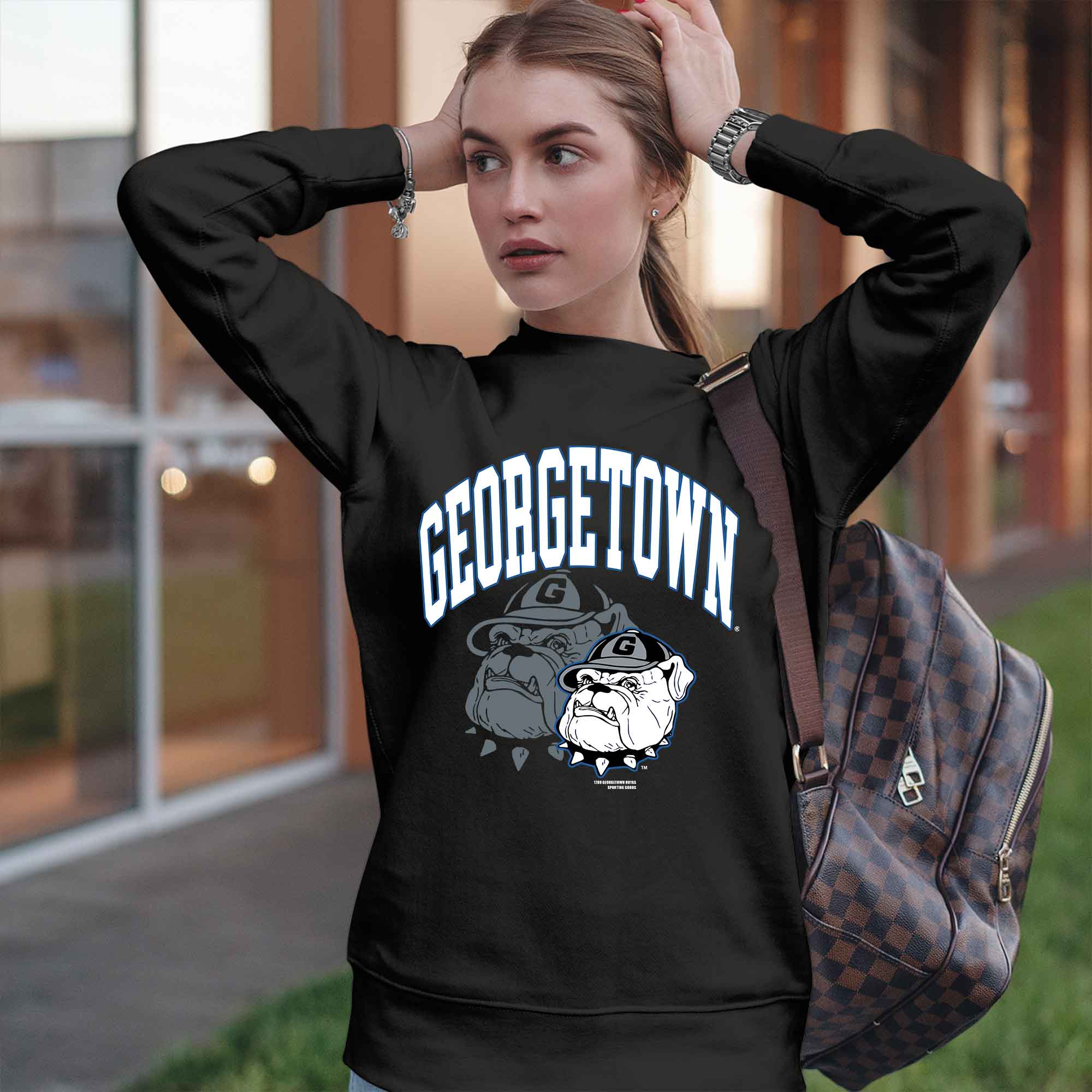 Vintage 90s Georgetown Hoyas Football Team Mens NCAA Division Georgetown University Sweatshirt - Image 3