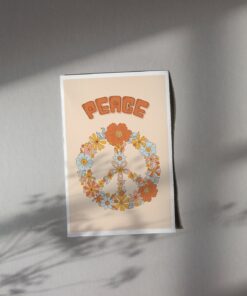 60S Hippie Peace Print Retro Floral Art 70s Poster Wall Art Prints