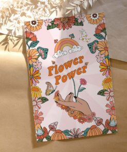 70s Floral Pattern Affirmation Poster Wall Art Prints For Living Room Bedroom