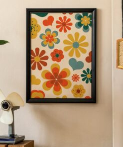 70s Floral Pattern Wall Art Canvas Print For Living Room, Bed Room 70s Room Décor