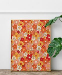 70s Poster Floral Pattern Hippie Style Wall Art Print For Living Room Bedroom