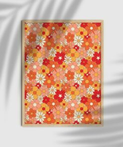 70s Poster Floral Pattern Hippie Style Wall Art Print For Living Room Bedroom