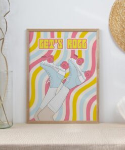 70s Poster Retro Floral Pattern Gallery Wall Art Canvas Prints Set, Trendy Room Decors