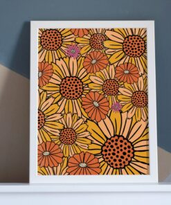 70s Poster Retro Floral Pattern Print Wall Art Canvas For Home Décor
