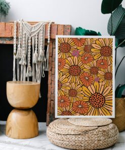 70s Poster Retro Floral Pattern Print Wall Art Canvas For Home Décor