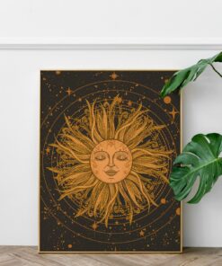 70s Poster Sun And Star Canvas Printed Witchy Wall Décor