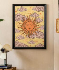 70s Poster Vintage Retro Sun And Stars Boho Celestial Wall Art Printed Décor