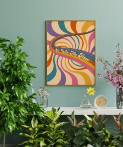 70s Psychedelic Rainbow Poster Retro Hippie Trendy Wall Art Print