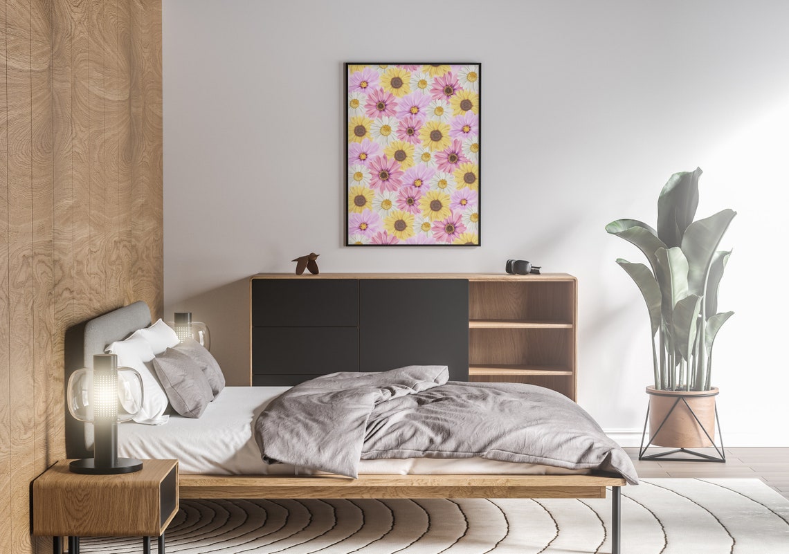 70s Vintage Floral Wall Art Poster Canvas For Living Room Bed Room