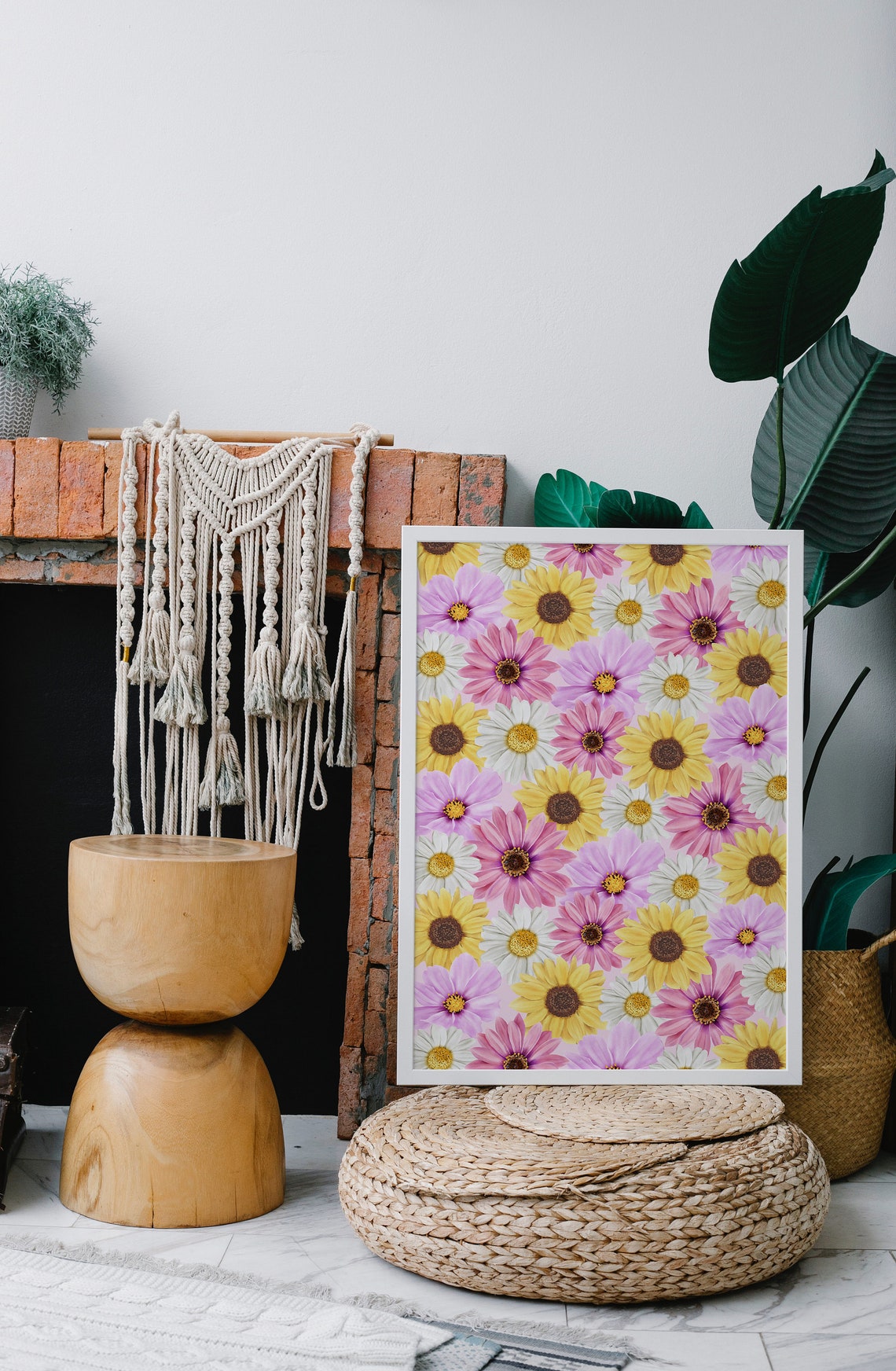 70s Vintage Floral Wall Art Poster Canvas For Living Room Bed Room