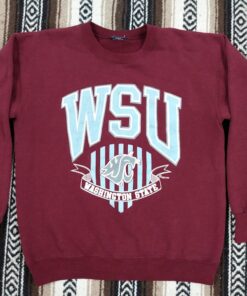 80s 90s WSU Cougars Sweatshirt Vintage Crewneck 1990s Washington State University Pullman 1980s Party College Sportswear Alumni Gear Crimson