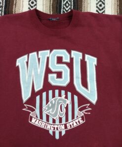 80s 90s WSU Cougars Sweatshirt Vintage Crewneck 1990s Washington State University Pullman 1980s Party College Sportswear Alumni Gear Crimson