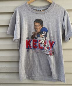 80s Jim Kelly Bobble Head T-Shirt Sweatshirt Pullover Hoodie Reprinted Full Color Full Size Gift for NFL Fans