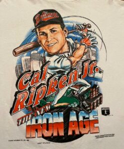 90s 1996 Baltimore Orioles Caricature Cal Ripken Jr 8 T Shirt Hoodie Sweatshirt Full Size Full Color