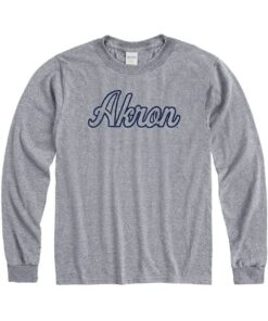 Akron Zips Grey Wordmark Long Sleeve Shirt, University Of Akron Sweatshirt, Akron Zips Shirt Gifts for NCAA Fans