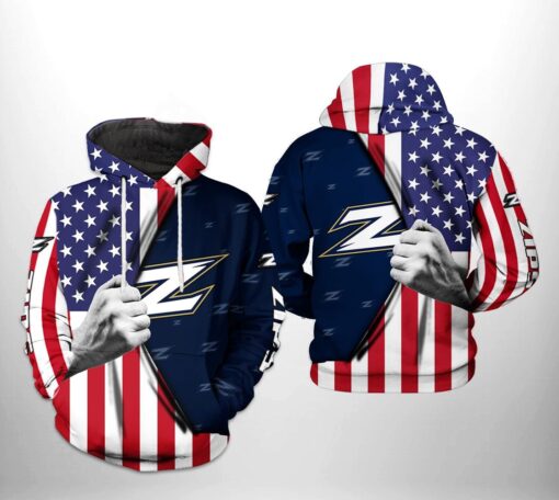 Akron Zips Us Flag 3D All Over Print Zip Hoodie Gifts For Ncaa Fans