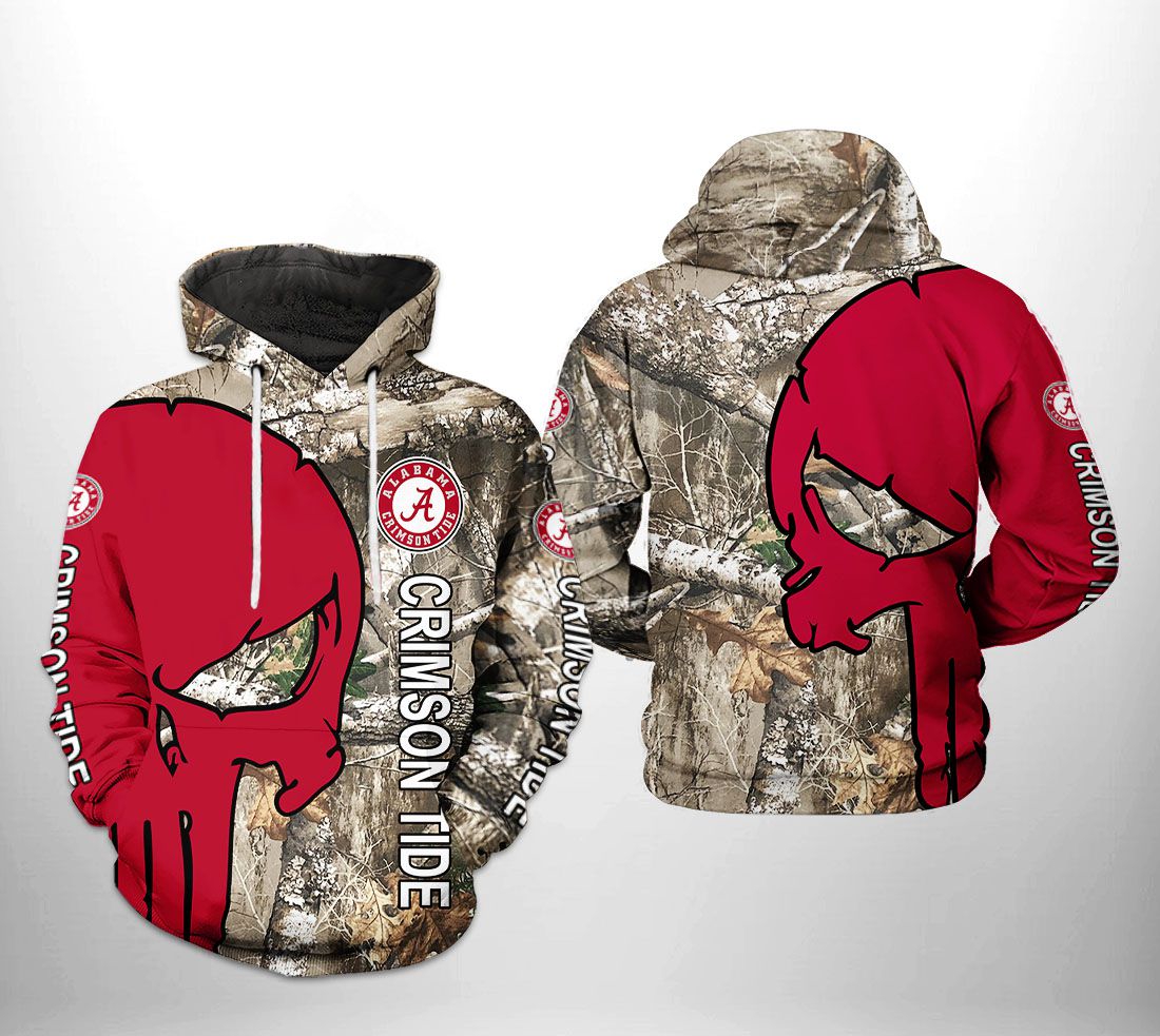 Alabama Crimson Tide Ncaa Camo Veteran Hunting 3D All Over Print Hoodie Zip Hoodie Gifts For Fans