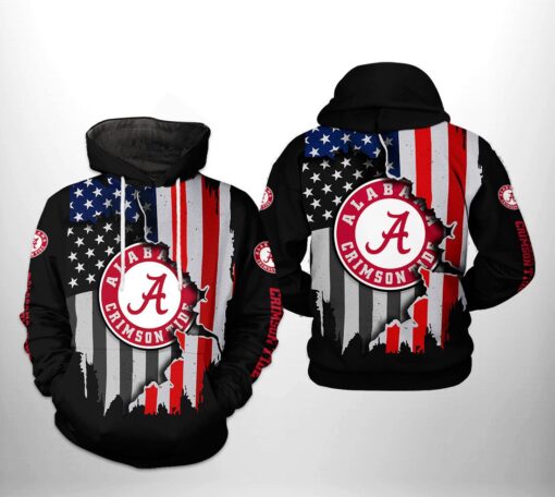 Alabama Crimson Tide Ncaa Us Flag 3D Hoodie Zip Hoodie, 3D All Over Print Hoodie Zip Hoodie