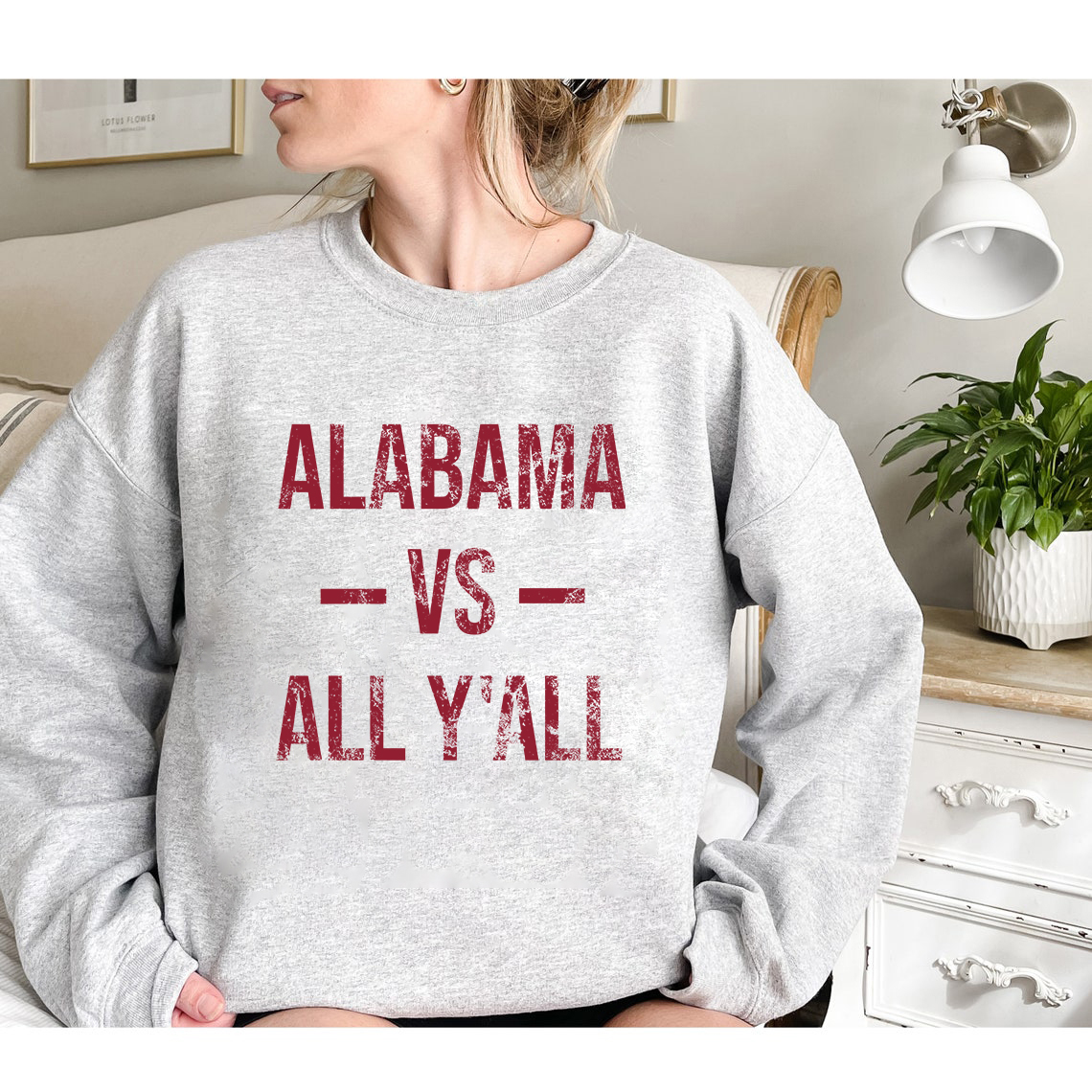 Alabama Vs All Y'All Vintage Weathered Southerner Sports Fan Gift Unisex T-Shirt Sweatshirt Hoodie - Image 4