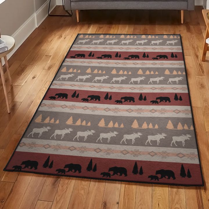Alces Alces Area Rugs, Rustic Moose Rug, Rustic Rug, Rustic Lodge Area Rugs, Carpet for Living Room A04