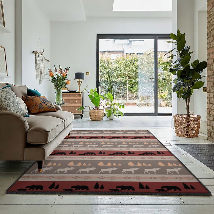 Alces Alces Area Rugs, Rustic Moose Rug, Rustic Rug, Rustic Lodge Area Rugs, Carpet for Living Room A04