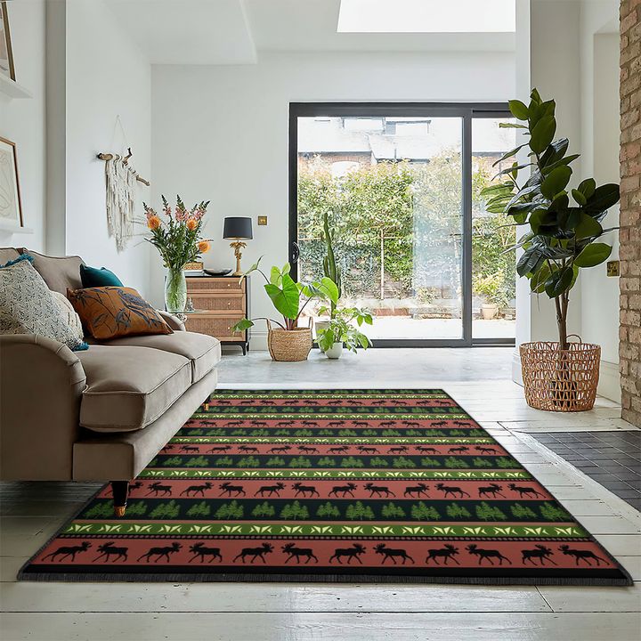 Alces Alces Kitchen Rugs, Rustic Moose Rug, Rustic Rug, Rustic Lodge Area Rugs, Carpet for Living Room A35