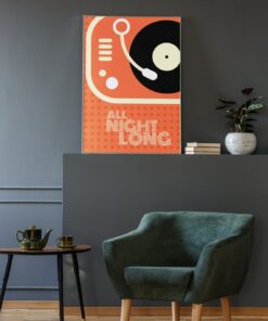 All Night Long Motivational Quote Aesthetic Vintage 70s Poster Wall Art Canvas Prints