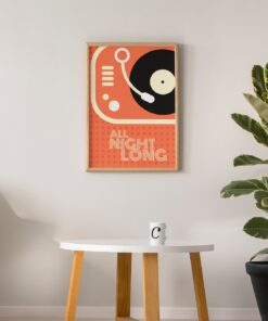 All Night Long Motivational Quote Aesthetic Vintage 70s Poster Wall Art Canvas Prints