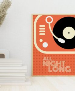 All Night Long Motivational Quote Aesthetic Vintage 70s Poster Wall Art Canvas Prints