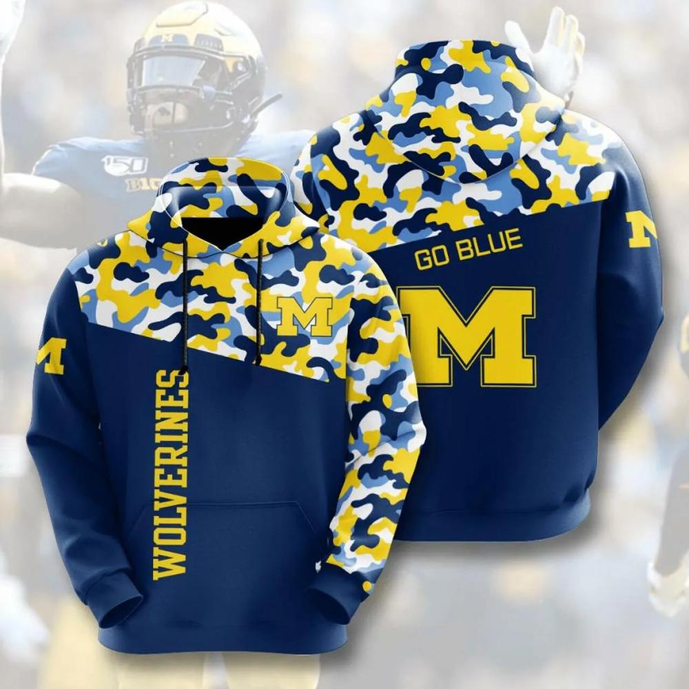 American Football Michigan Wolverines 3D All Over Print Zip Hoodie Gifts For Ncaa Fans