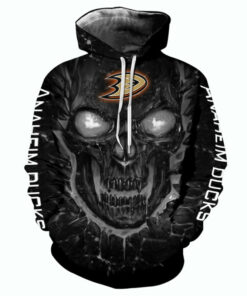 Anaheim Ducks Hoodies Long Sleeve 3D Skull Hoodies Gifts for Fans