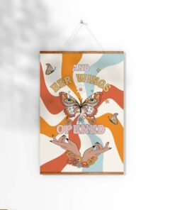 And Her Wings Opened Quote 70s Floral Pattern Poster Wall Art Print Canvas For Living Room