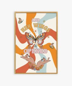And Her Wings Opened Quote 70s Floral Pattern Poster Wall Art Print Canvas For Living Room