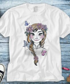 Anna Disney Frozen Anna Illustrated Boho Flowers Graphic Unisex Tee Adult T-shirt Kid Shirt Long Sleeve Hoodie Sweatshirt Woman's Tank