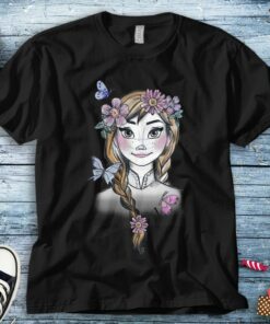 Anna Disney Frozen Anna Illustrated Boho Flowers Graphic Unisex Tee Adult T-shirt Kid Shirt Long Sleeve Hoodie Sweatshirt Woman's Tank