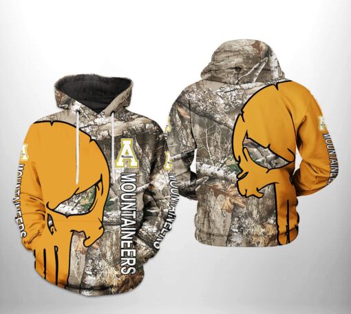 Appalachian State Mountaineers Ncaa Camo Veteran Hunting 3D All Over Print Hoodie, Zip-Up Hoodie