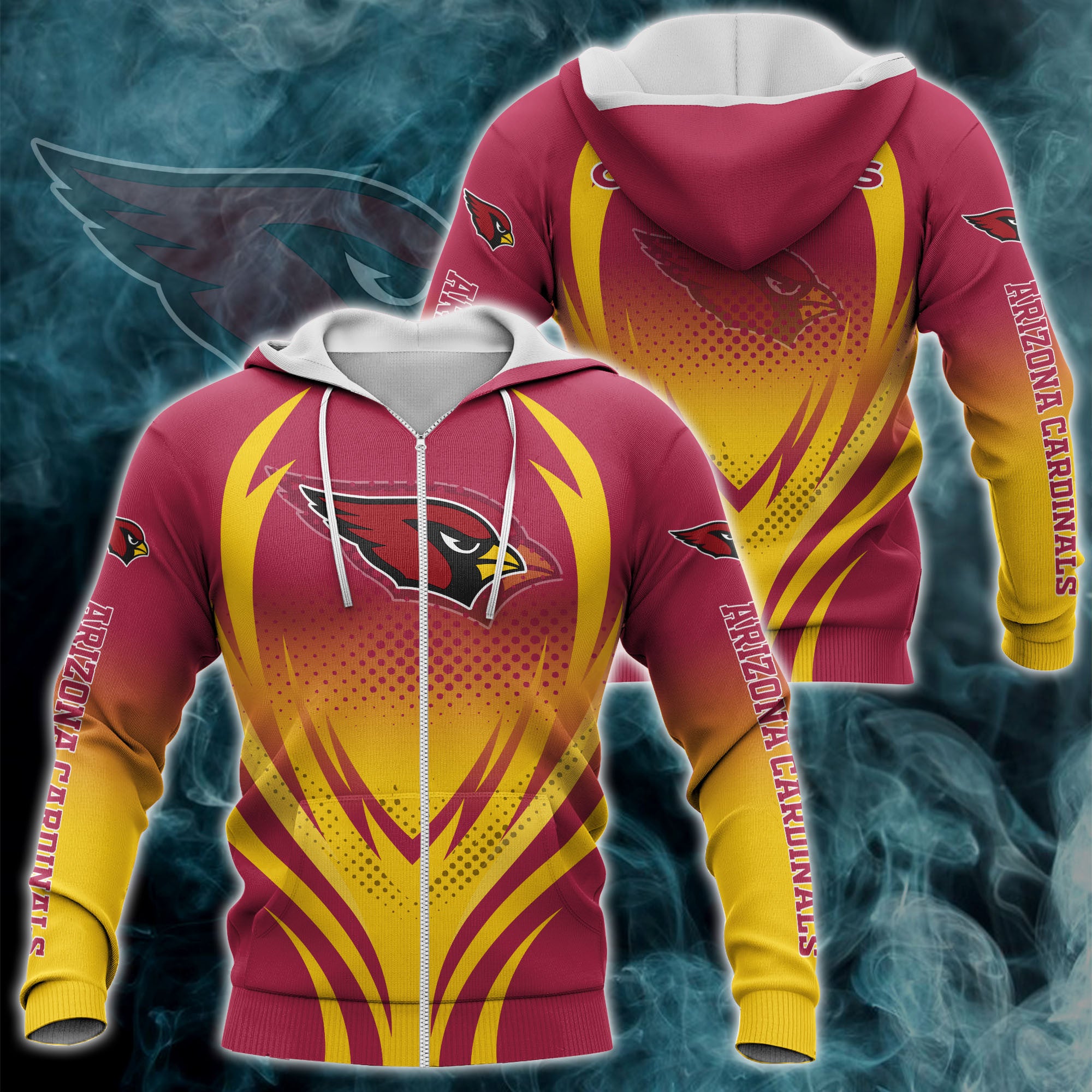 Arizona Cardinals Zipper Hoodie 3D Print Gifts for Fans