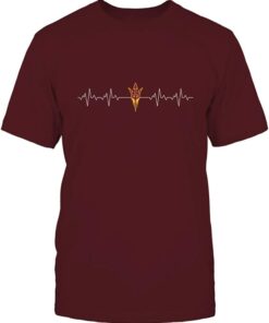 Arizona State Sun Devils - Heartbeat College Team Logo Graphic T-Shirt, Arizona State Sun Devils NCAA Sweatshirts, Hoodie, Shirt Gifts for Fans