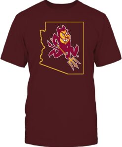 Arizona State Sun Devils Hoodie Sparky In State Outline, Arizona State Sun Devils NCAA Sweatshirts, Hoodie, Shirt Gifts for Fans