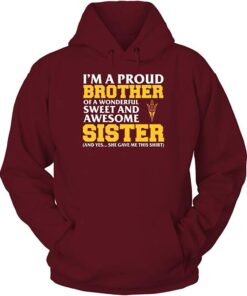 Arizona State Sun Devils I'm A Proud Brother of An Awesome Sister Shirt, Arizona State Sun Devils NCAA Sweatshirts, Hoodie, Shirt Gifts for Fans